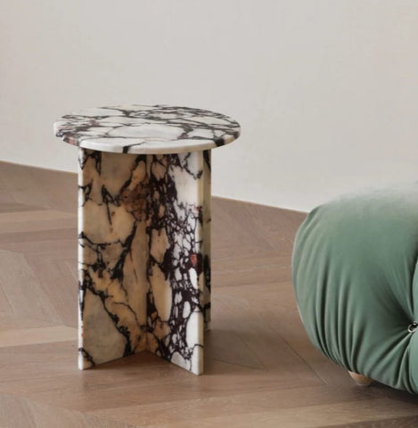 Round marble side table