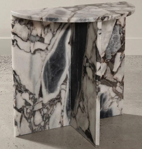 Half round marble side table