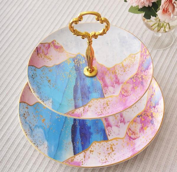 Pink and blue marble tea/ coffee set