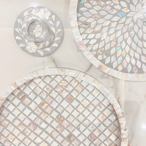 Gray mother of pearl tray