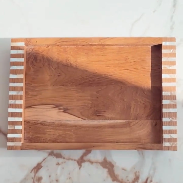 Wood and mother of pearl tray
