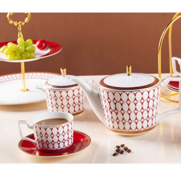Red and White tea or coffee set