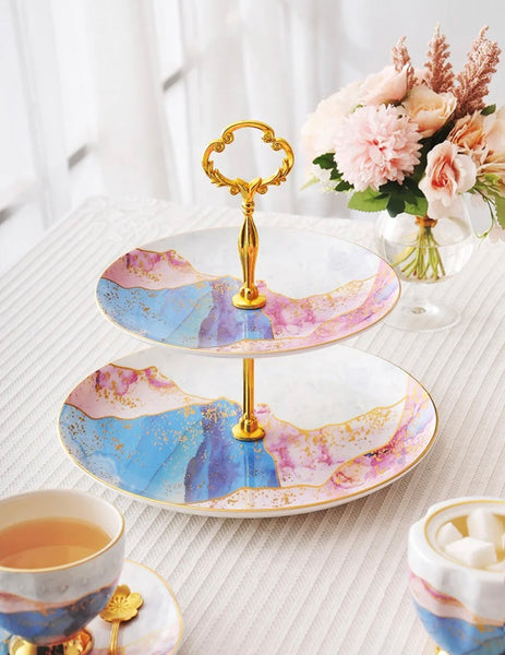 Pink and blue marble tea/ coffee set