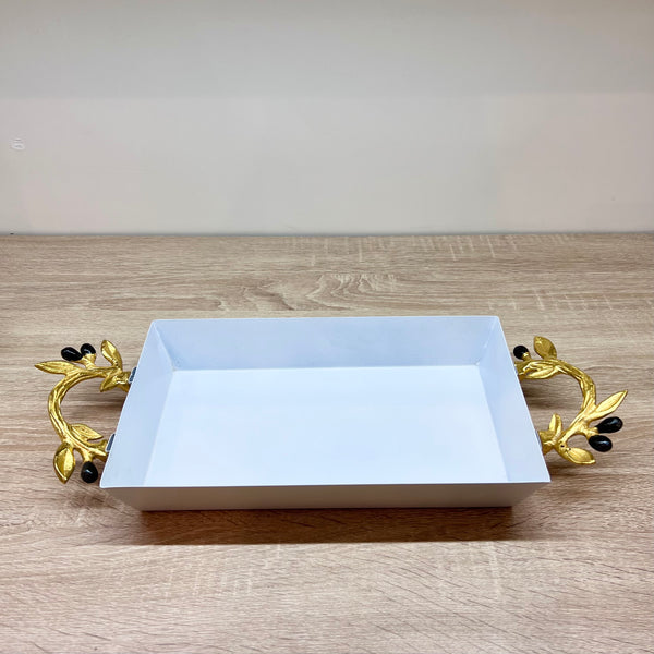 White and gold serving plate