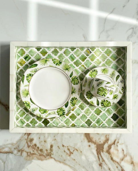 Green mother of pearl tray