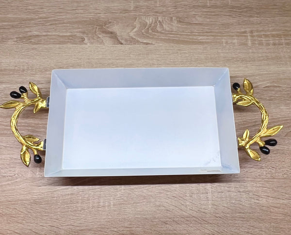 White and gold serving plate